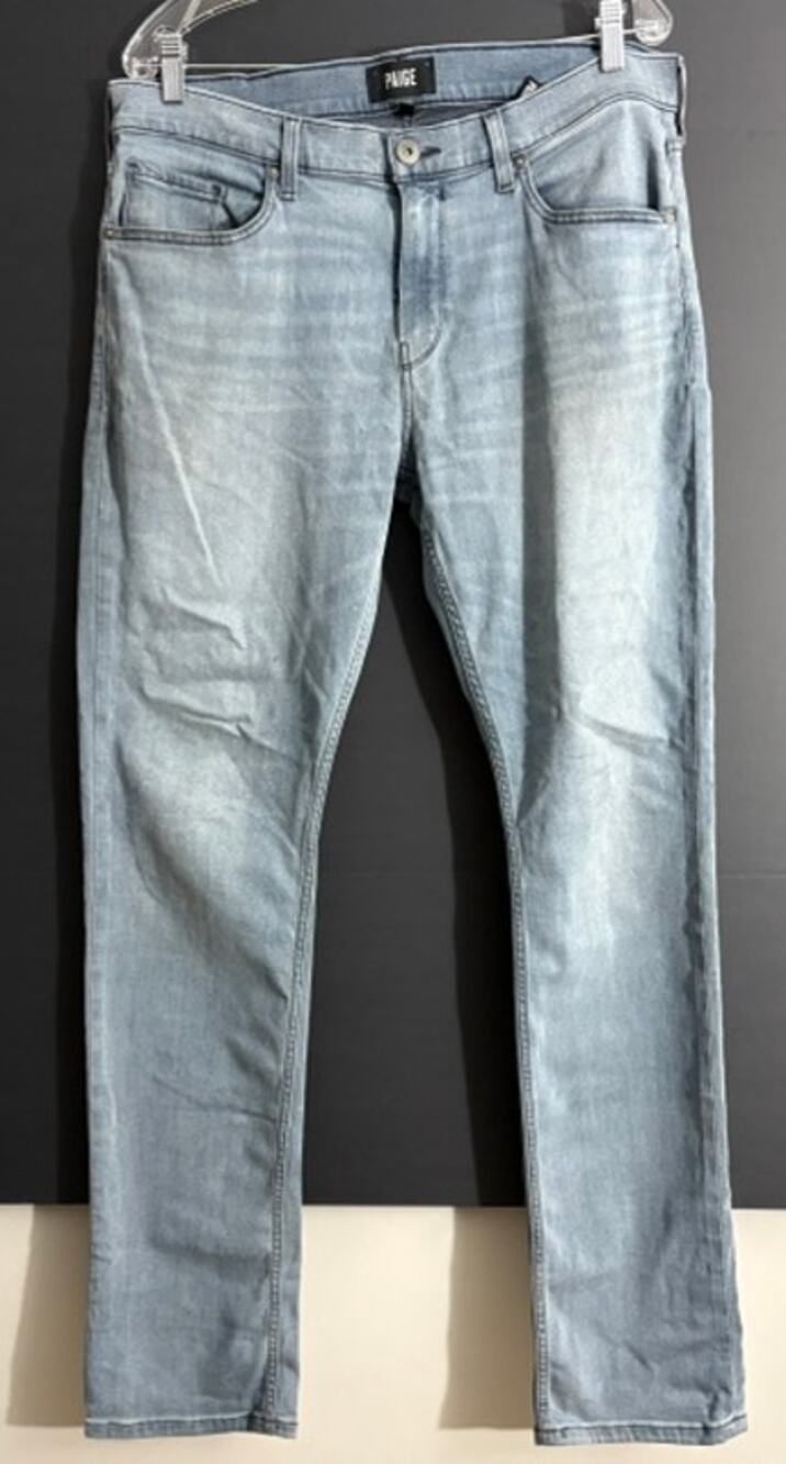 PAIGE Cage Men's Jeans Size 34 Light Wash Blue Stretch Slim Straight Denim